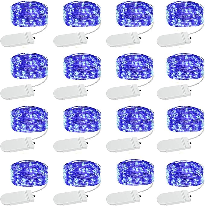 16 Pack Battery Operated LED Fairy Lights 10FT 30 LED Copper Wire String Lights IP65 Waterproof Mason Jar Lights Bendable Twinkle Lights for Indoor Outdoor Christmas Wedding Party Camping Decor