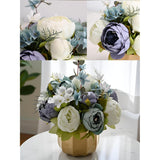 Artificial Flowers In Vase,Faux Hydrangea Rose Flower Arrangements For Home Office Decoration, Dining Table Centerpiece