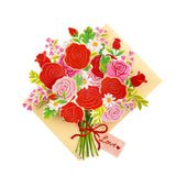 Beloved Rose Pop Up Card, 8 Inches Flower 3D Greeting Card With Love Tag, Romantic Floral Bouquet For Valentines, Birthday, Anniversary, Mothers Day, Her, Includes Envelope & Message Note