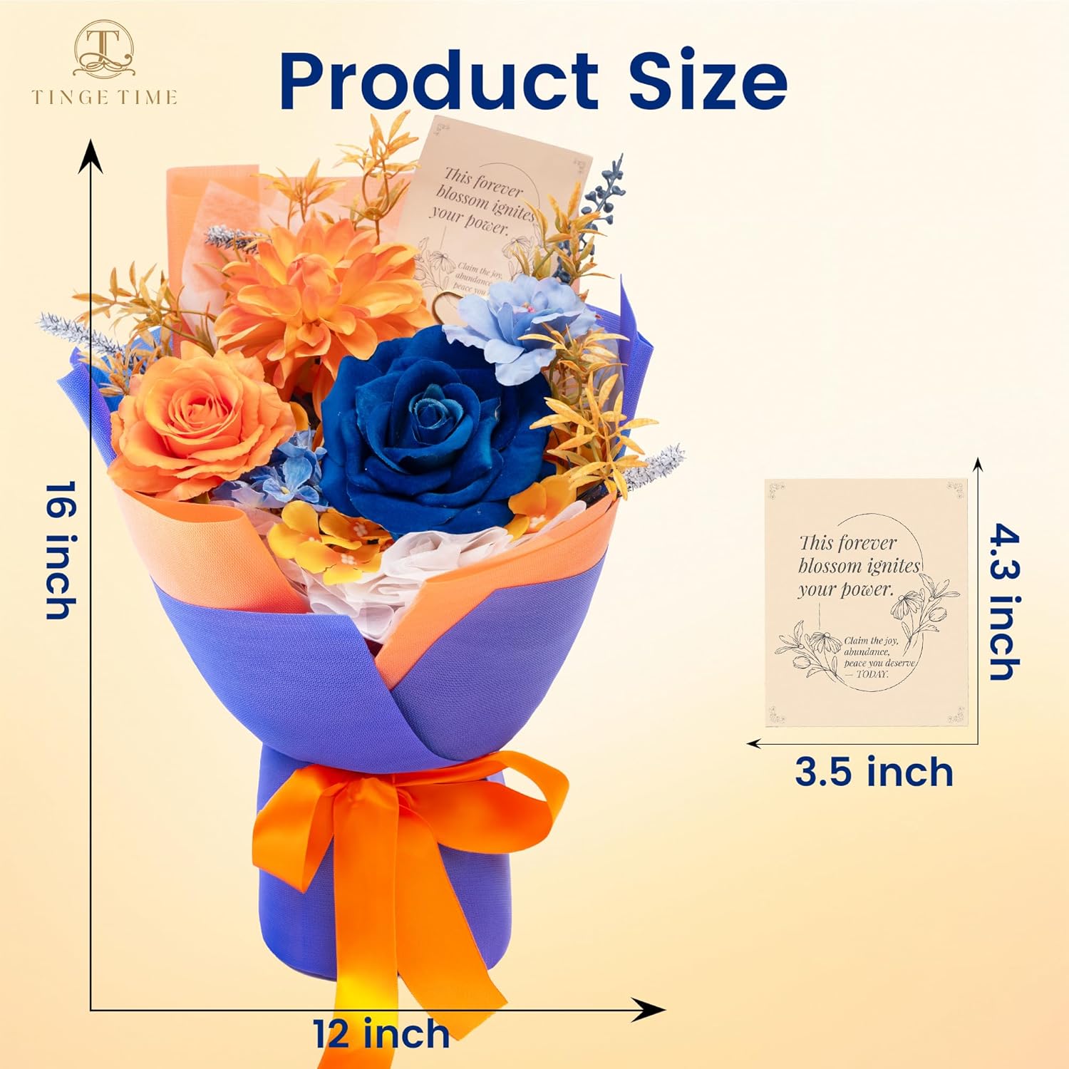 Preserved Flowers Bouquet, Orange & Navy Blue Roses Gift Bouquet, Aritifical Flowers Gifts For Women, Eternal Roses Bouquet For Wife Anniversary Christmas Anniversary Home Décor