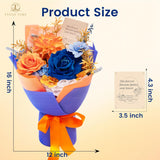 Preserved Flowers Bouquet, Orange & Navy Blue Roses Gift Bouquet, Aritifical Flowers Gifts For Women, Eternal Roses Bouquet For Wife Anniversary Christmas Anniversary Home Décor