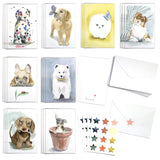 Cute Watercolor Dogs Greeting Cards Box Of 24 Cards With Envelopes And Seal Stickers. All Occasion Blank Thank You Cards, Appreciation, Birthday, Sympathy