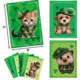 Treasure Cove St. Patrick's Day Card Set with Envelopes Green Greeting Cards Animal Design 24Pcs