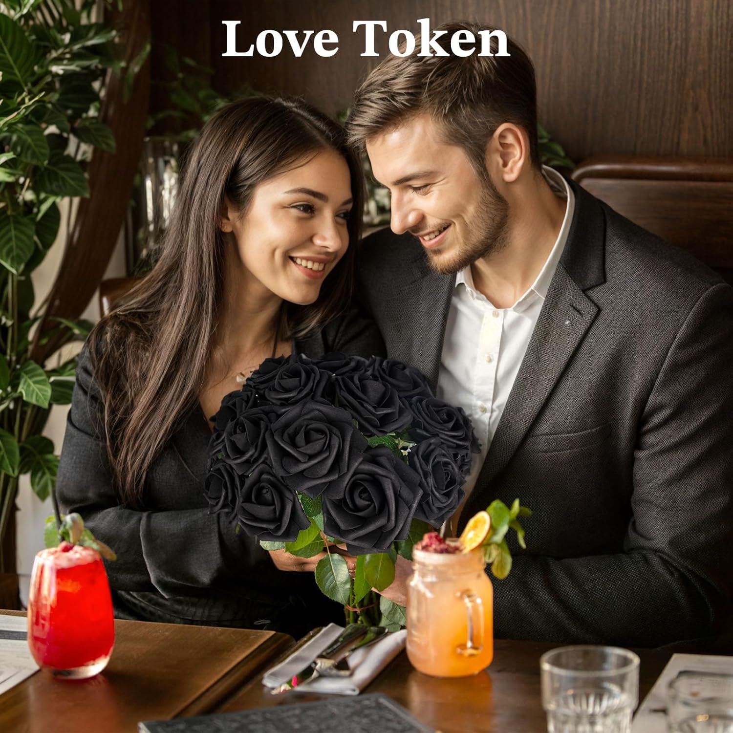 30Pcs Artificial Black Roses With Adjustable Stems - Gothic Decor For Valentines Day, Wedding Centerpieces & Party Arrangements