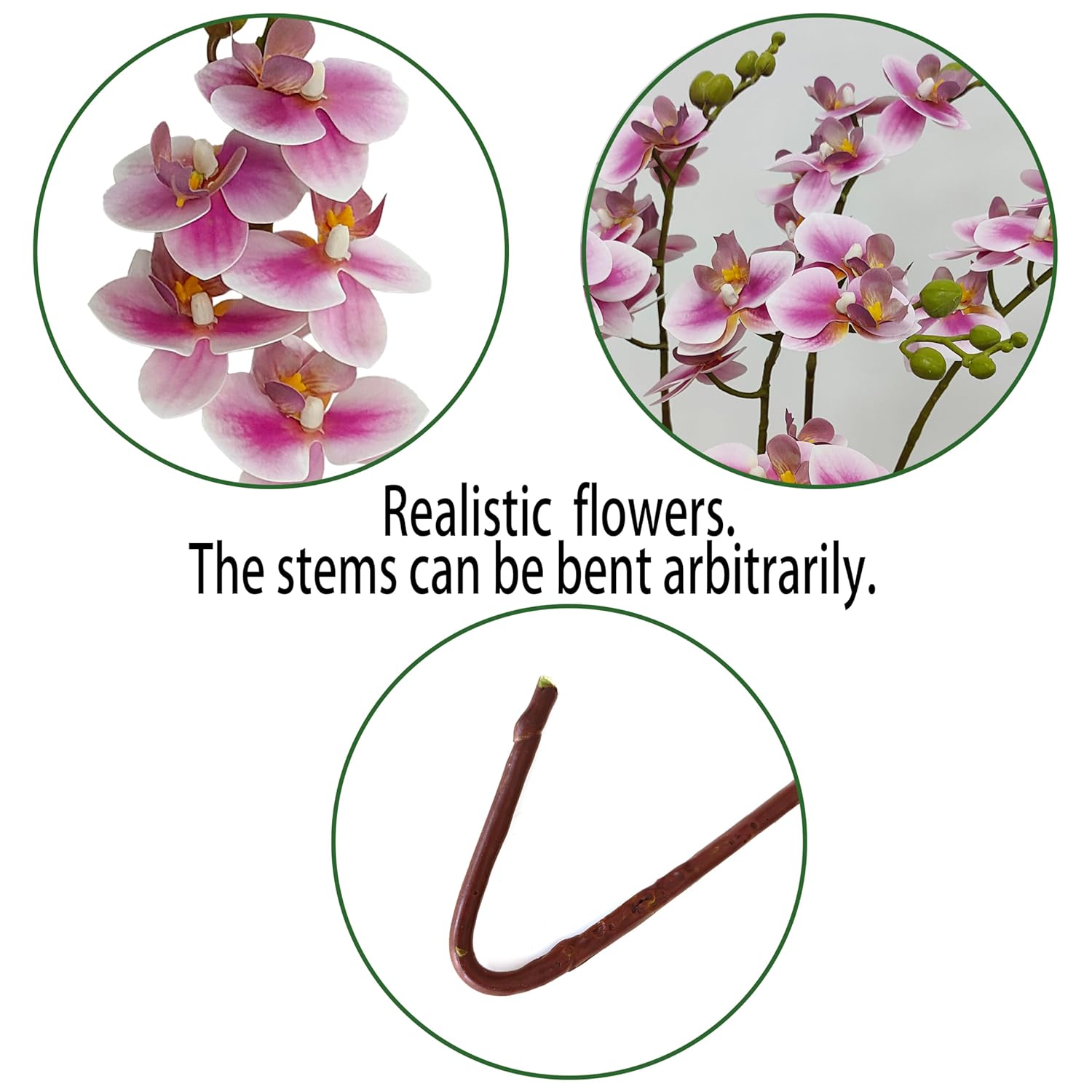 8 Pack Purple Orchid Artificial Flowers Real Touch, 22'' Artificial Fake Faux Silk Orchid Stem Bouquets For Wedding Party Home Garden Decor,Orquideas Artificiales Para Decora