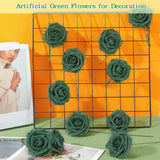 100 Pack Green Artificial Rose Flowers With Stems Foam Faux Flowers Real Looking Fake Roses Bulk For Diy Wedding Bouquets Bridal Shower Centerpieces Floral Arrangements Decor(Army Green)