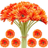 20 Pcs Orange Gerbera Daisy Faux Artificial Daisies Flower Bouquet Fake African Daisy Flower For Wedding Bridal Bouquet Party Home Kitchen Table Centerpiece (Orange)