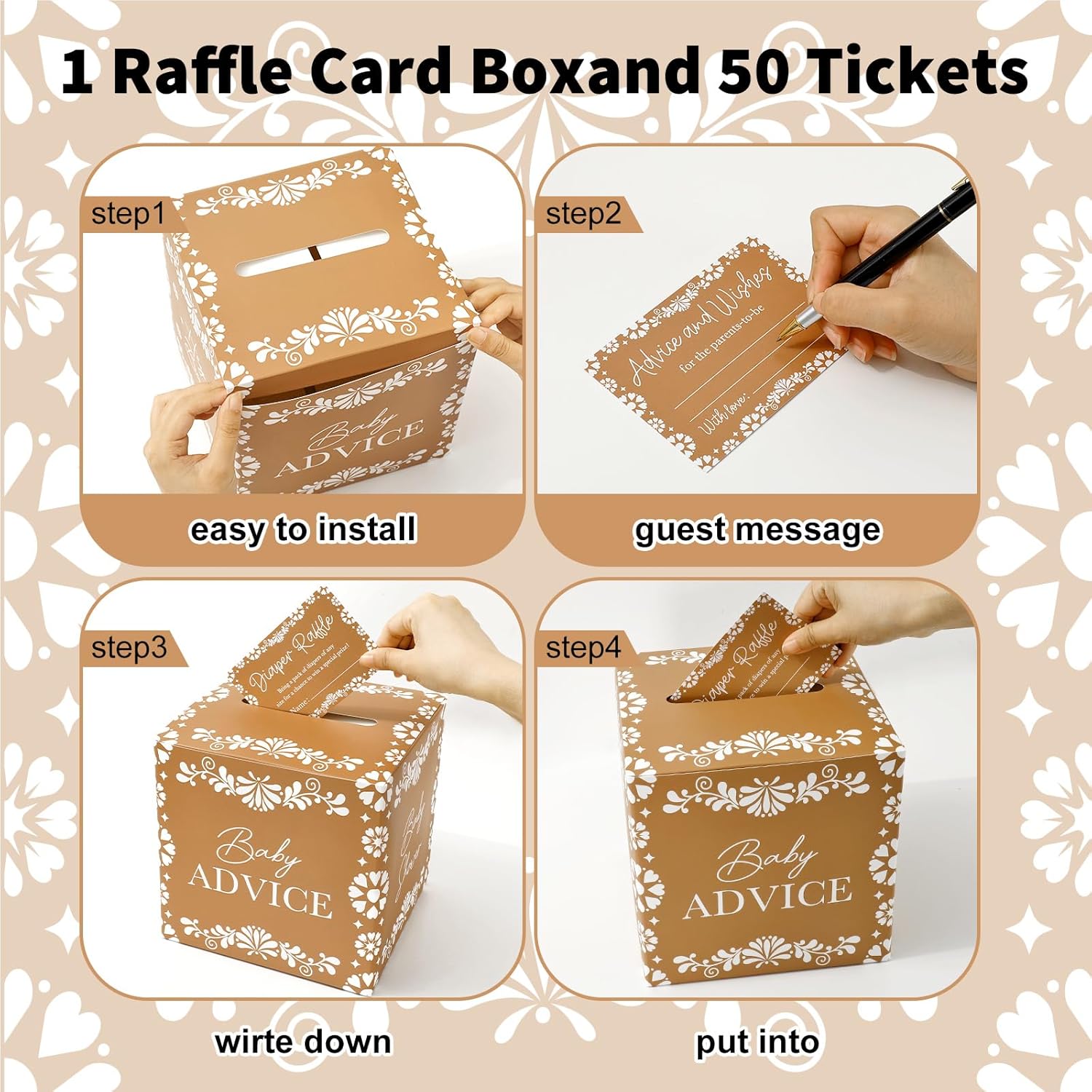 51Pcs Cielito Lindo Diaper Raffle Box Set Game Box With Ticket Platos De Barro Terracotta Flower Game Kit For Baby Shower Party Decoration