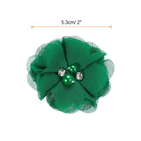 Artificial Rhinestone Chiffon Flower Heads, Green Faux Flowers 2 Inch For Diy Craft Wedding And Party Decoration Pack Of 12