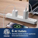 Surge Protector Power Strip 6 Ft Extension Cord for Kitchen Office White