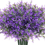Artificial Plants Outdoor, 20Pcs Lavender Artificial Flowers,Fake Plastic Flowers,Uv Resistant Fake Flowers For Outside Indoor Porch Patio Window Box Planter Home Decor (Purple)