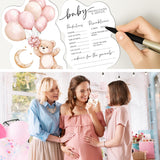 50 Pcs Double Side Baby Predictions & Advice Cards For New Parents Baby Shower Games For Wishes Decorations, Gender Reveal Games, Advice For New Parents To Be(Cute Bear) -A03