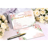 Boho Floral Greenery Advice And Wishes Cards, 25 Pcs Blush Pink Double Sided Advice Cards For The Bride And Groom, Mr And Mrs, Bride Shower, Wedding Reception, Engagement Party(06)