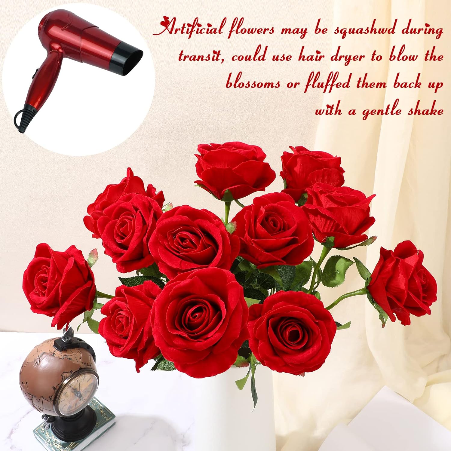 60 Pcs Giant Velvet Roses Artificial Flowers Heavy Velvet Rose Fake Flowers Bulk Artificial Roses Bouquet With Long Stems For Wedding Party Office Centerpiece Arrangement (Red)