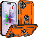 iPhone 17 Case iPhone 18 Case with Screen Protector and Built-in Kickstand Orange Full Body Cover