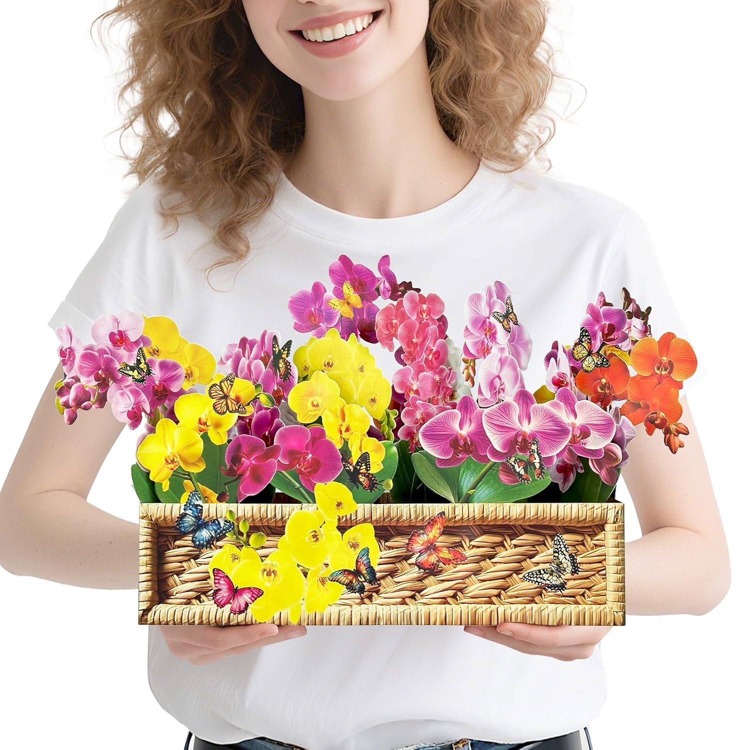 Pop Up Card,Orchid Paper Flower Bouquet For Birthday, Holidays, Encouragement,Get Well Gift With Note Card & Envelope (Phalaenopsis Garden)
