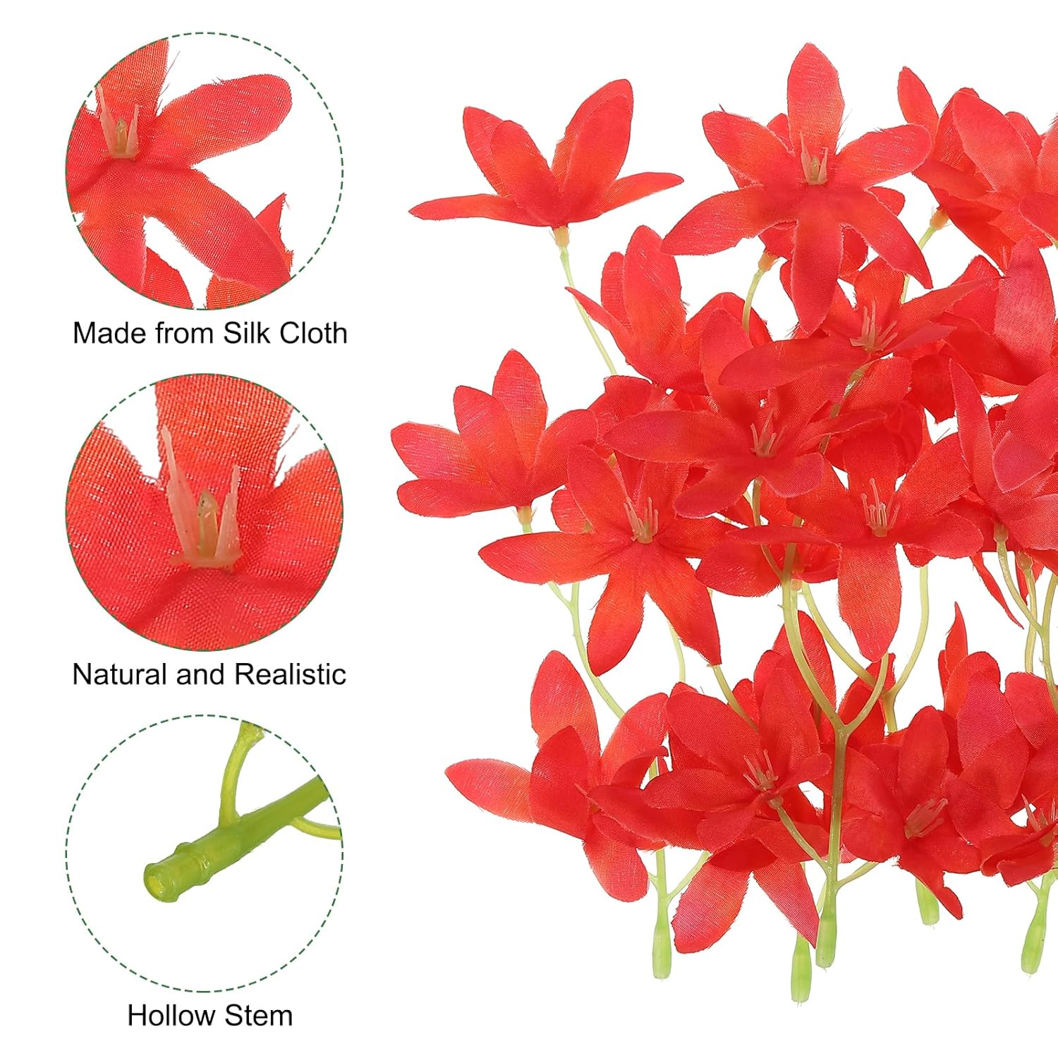 7 Inch Artificial Orchid Flower, 16 Pcs Floating Candles Simulation Flower Cylinder Vase Fillers For Home Wedding Decoration, Red