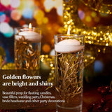 80 Pieces Faux Flowers For Centerpiece Vase, Filling In Floating Candles Mini Flower Filler For Wedding Dinning Table Party Home Bar Restaurant Decoration, 6 Inch (Gold)