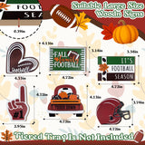 Fall Football Tiered Tray Decor, Farmhouse Tray Decorations Truck Heart Football Helmet Game Wooden Sign, Rustic Thanksgiving Autumn Football Season Decorations For Home Table Shelf Party 6Pcs