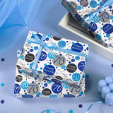70Th Birthday Wrapping Paper Sheet - 6 Sheets Blue 70Th Bday Design Folded Flat For Birthday, Party, Baby Showers - 19.7 Inch X 27.5 Inch Per Sheet