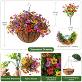 Artificial Faux Hanging Flowers Plants With Basket For Outdoor Spring Decoration, Fake Silk Daisy Outside Indoor Uv Resistant Look Real Yard Patio Front Porch Garden Balcony Home Decor(Mix2)