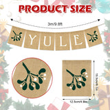 Yule Burlap Banner Rustic Christmas Mistletoe Hanging Banner Pre-Assembled Xmas Bunting Garland Celebration Hanging Decorations For Christmas Party Supplies Home Decoration