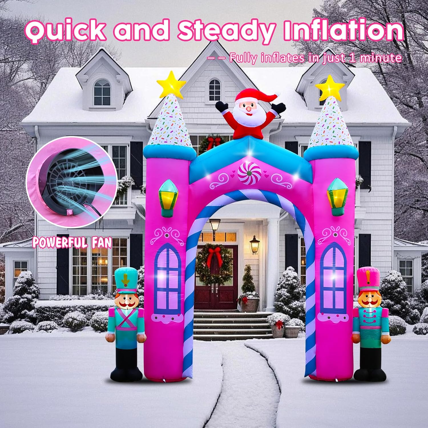 Christmas Inflatable Archway Outdoor Decoration – 12Ft Nutcracker Soldier Inflatable Arch With Led Lights, Christmas Blo