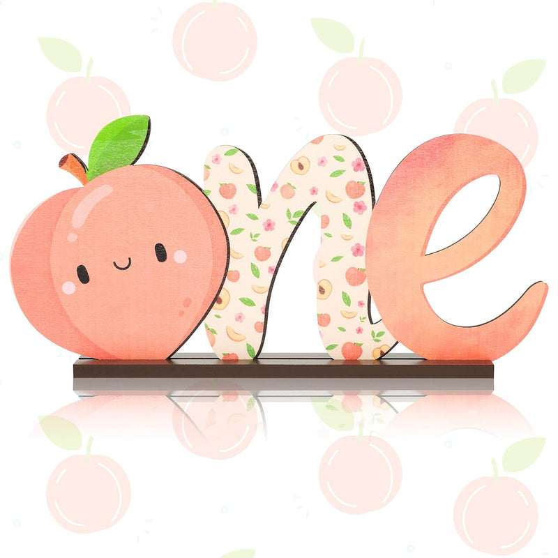 Peach One Letter Sign Wooden Centerpiece, Spring Summer 1St Birthday S