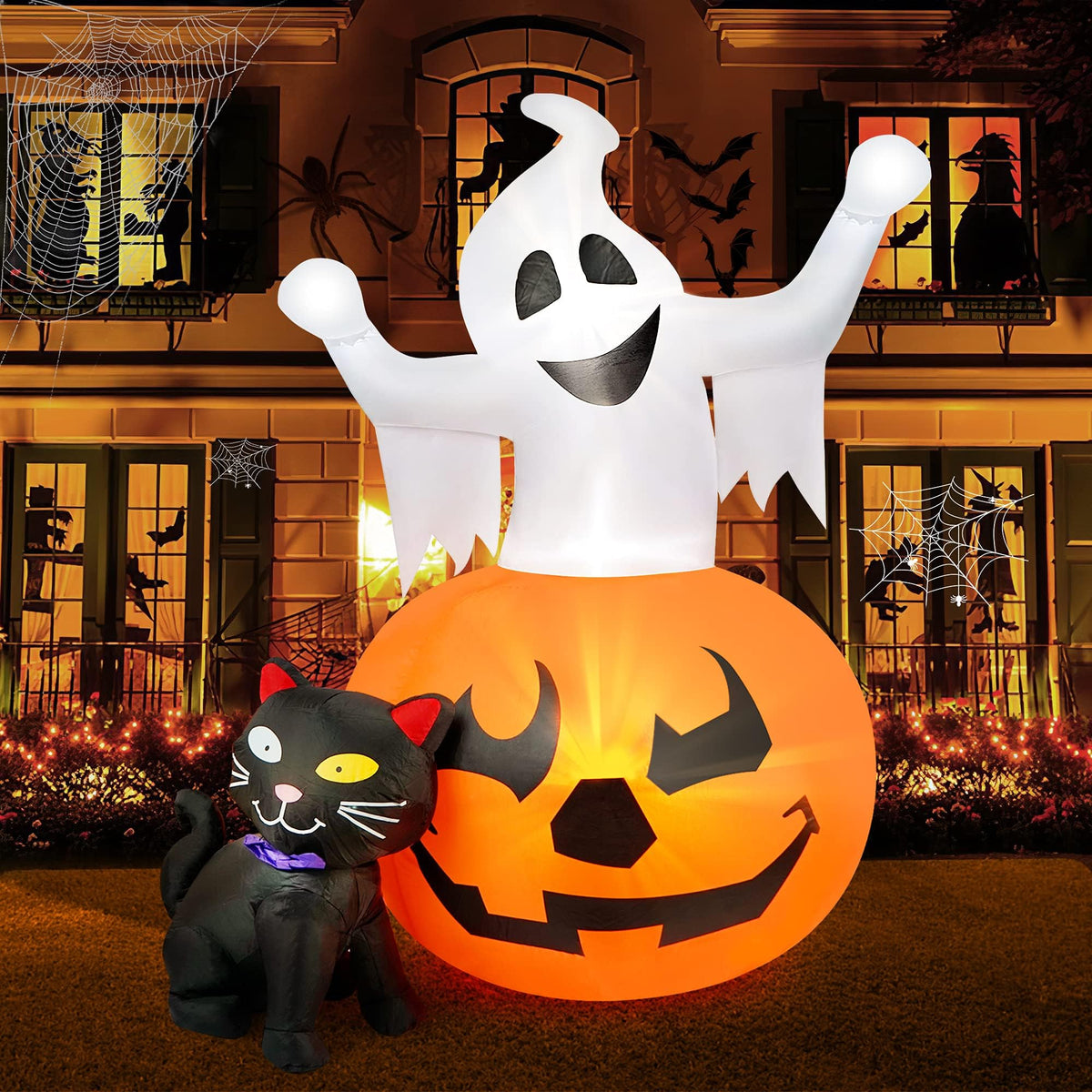 5 FT Halloween Inflatables Outdoor Ghost Pumpkin Black Cat Decor