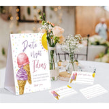 Pink & Purple Ice Cream Themed Share Your Date Night Ideas Game, 1 Tabletop Sign And 50 Cards, Bridal Shower Games 50 Guests, Wedding Shower Games For Engagement Wedding Event & Party Supplies