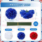 180 Pcs Red Blue White Carnations Artificial Memorial Flowers With 6" Stem Patriotic Fake Silk Carnation Bulk For Cemetery Veterans Day 4Th Of July Decoration Wreaths Diy Crafts