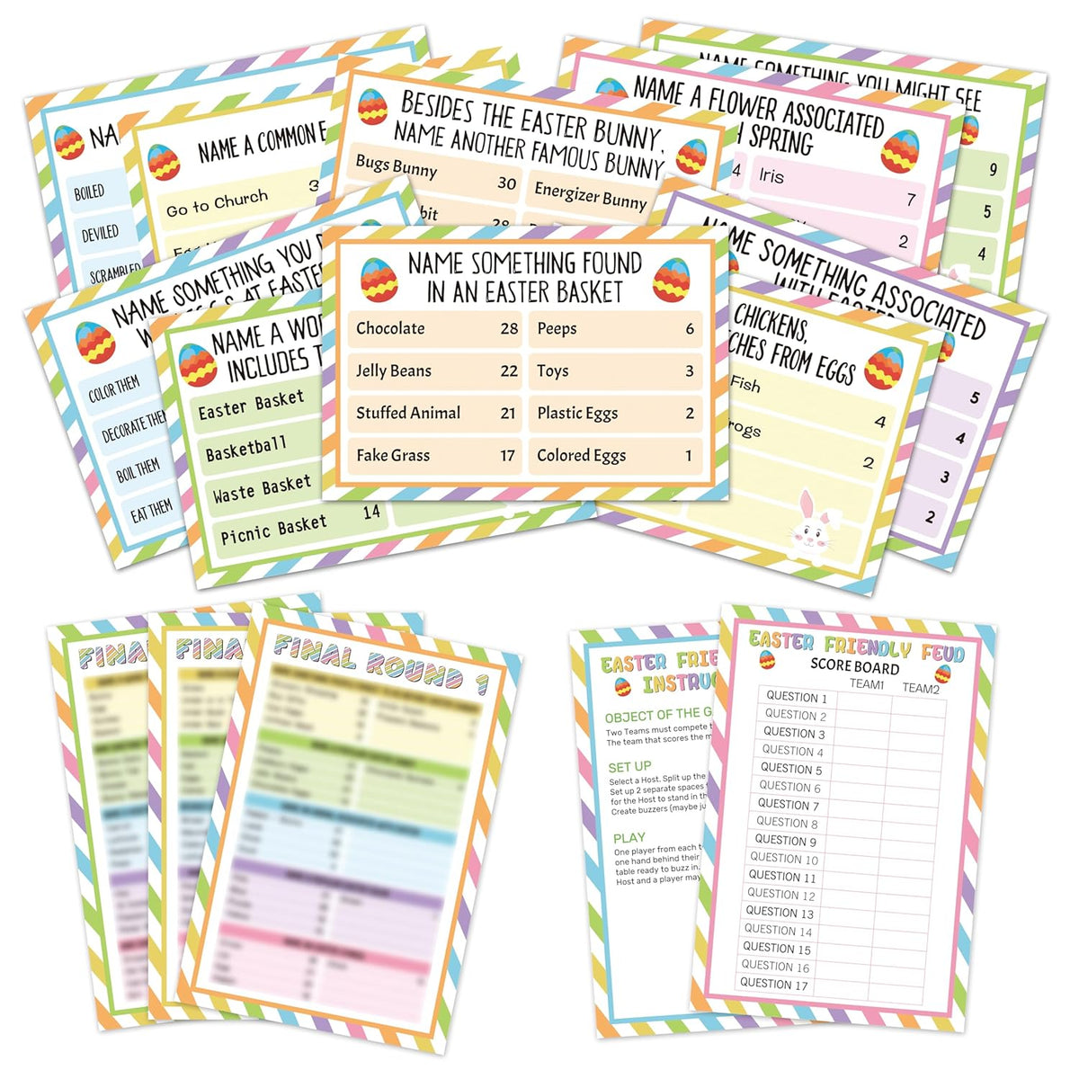 Easter Games For Adults, Easter Friendly Feud Game, Easter Games For Large Groups Family Party, Easter Party Games, Easter Trivia Game - B002