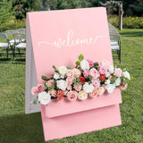Wedding Flowers For Wedding Welcome Box Sign Artificial Flowers Decorations With Base For Reception Bridal Shower Party Ceremony Backdrop Outdoor Table Centerpieces(Pink)