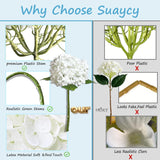 3 Pcs Real Touch Hydrangea Artificial Flowers, Waterproof 3D Latex White Hydrangeas, Faux Flower Stems For Wedding Centerpiece, Anniversary, Shower Vanity & Party Arrangements