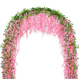 150 Branches Wisteria Hanging Flowers,10Pcs Total 60Ft Pink Wisteria Artificial Flowers Garland Vine Silk Hanging Flowers For Wedding Party Arch Ceremony Garden Home Backdrop Decor