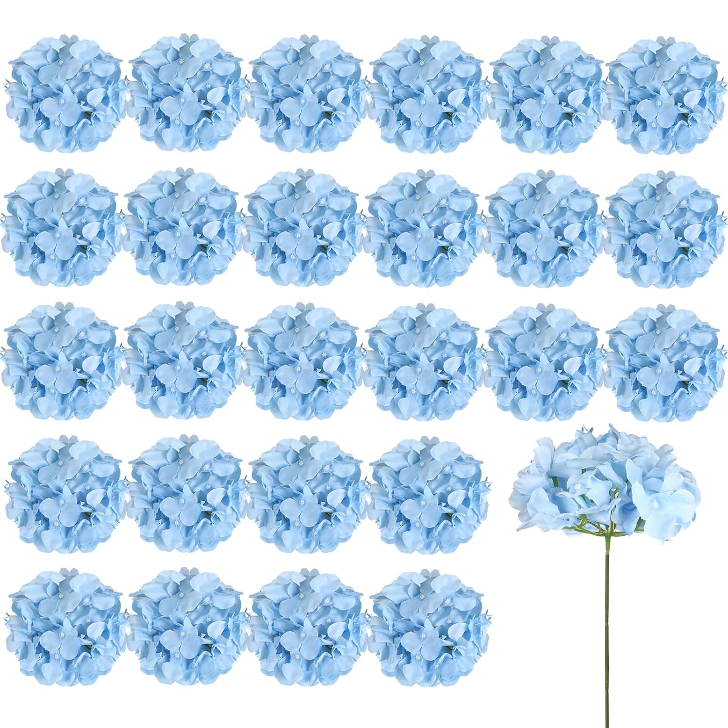 26 Pieces Hydrangea Artificial Flowers Silk Hydrangea Flowers Artificial Flowers Heads With Stems For Home Wedding Party Decorations (Blue)