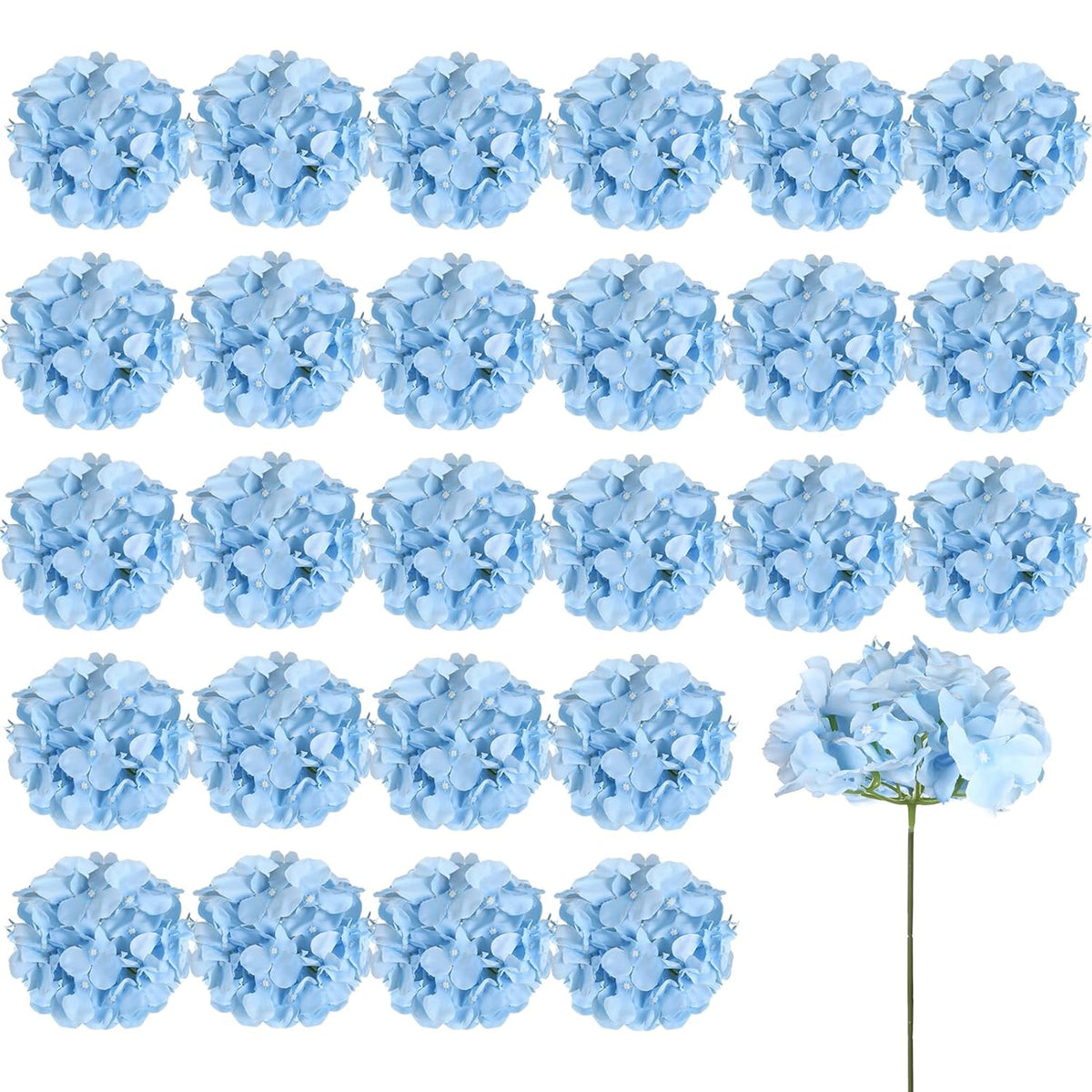 26 Pieces Hydrangea Artificial Flowers Silk Hydrangea Flowers Artificial Flowers Heads With Stems For Home Wedding Party Decorations (Blue)
