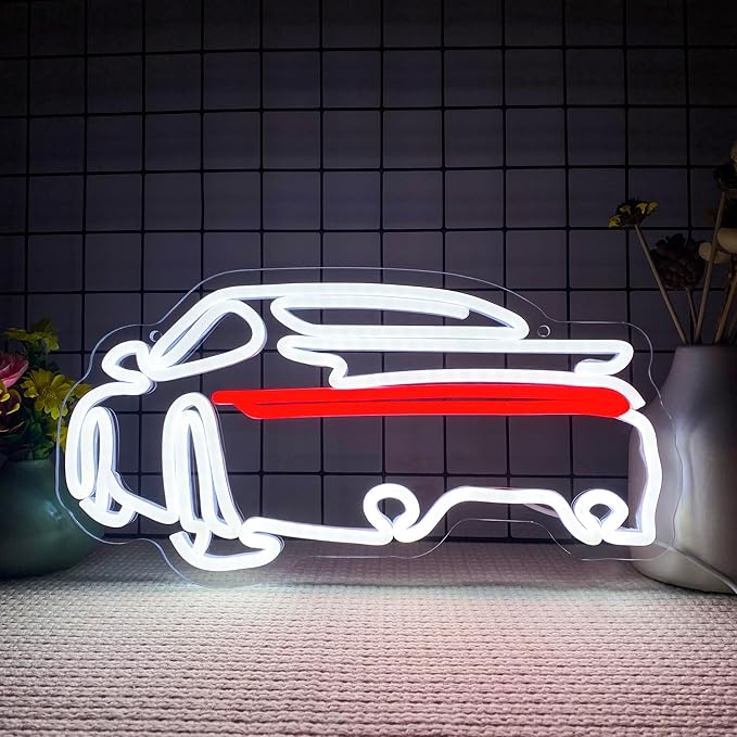 Sports Car Neon Sign Dimmable LED Wall Light USB Garage Decor for Boys Room Man Cave Bar