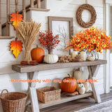 12 Bundle Artificial Mums Artificial Thanksgiving Flowers For Outdoors Fake Silk Bouquet Faux Plants Uv Resistant For Autumn Outside Indoor Boxwood Yard Home Garden Patio Decor (Orange)