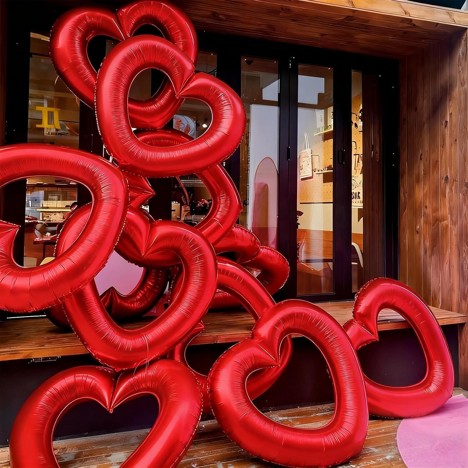 Red Heart Balloons,3Pcs 40Inch Large Hollow Out Heart Foil Balloon For Valentine'S Day Birthday Wedding Engagement Bridal Showers Anniversary Party Decorations