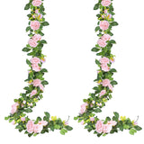 2Pcs 15.5Ft Artificial Rose Vine Fake Flower Garland Floral Garland Faux Silk Hanging Vine Rose Ivy Vines For Wedding Arch Party Wall Garden Ceremony Background Outdoor Decor (Pink)