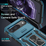 Pixel 9/9 Pro Case, Slide Camera Cover, Screen Protector, Ring Kickstand, Blue