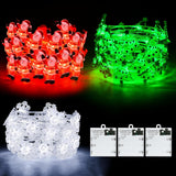 Christmas String Lights, Christmas Tree Santa Claus Snowflake Lights With Timer Twinkling Indoor Battery Operated 9.8Ft