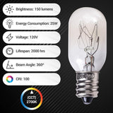 E12 T20 25W Incandescent Bulbs Salt Lamp 120V 2700K Warm White Light 150Lm For Himalayan Salt Lamps & Baskets, Scentsy Plug-In & Wax Warmers, Night Lights - 8 Packs