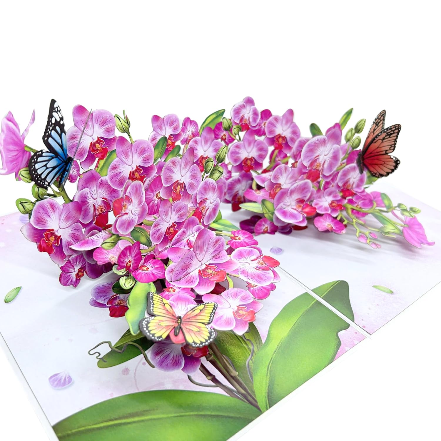 Pop Up Birthday Card For Women, Wife; Butterfly On Purple Orchid Mother'S Day Card, 6"X 8" Gift Cards,Thinking Of You, All Occasion For Her, Mom, Sister, Grandma, Daughter, Every Orchid Lover