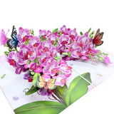 Pop Up Birthday Card For Women, Wife; Butterfly On Purple Orchid Mother'S Day Card, 6"X 8" Gift Cards,Thinking Of You, All Occasion For Her, Mom, Sister, Grandma, Daughter, Every Orchid Lover