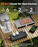 Outdoor Waterproof Power Strip IPX6 6 Outlets 4 USB Ports 15FT Extension Cord Wall Mount