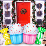 4 Pcs 24 Inch Christmas Inflatable Candy Outdoor Decorations Pvc Blow Up Cake And Candy Decor For Xmas Candy Themed Part