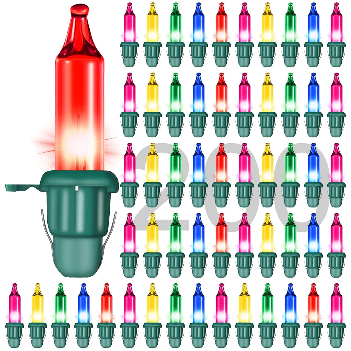 200 Pcs Twinkle Replacement Bulbs, 2.5 Volt Clear Incandescent Bulbs Christmas Tree String Light Bulb With Base For Indo