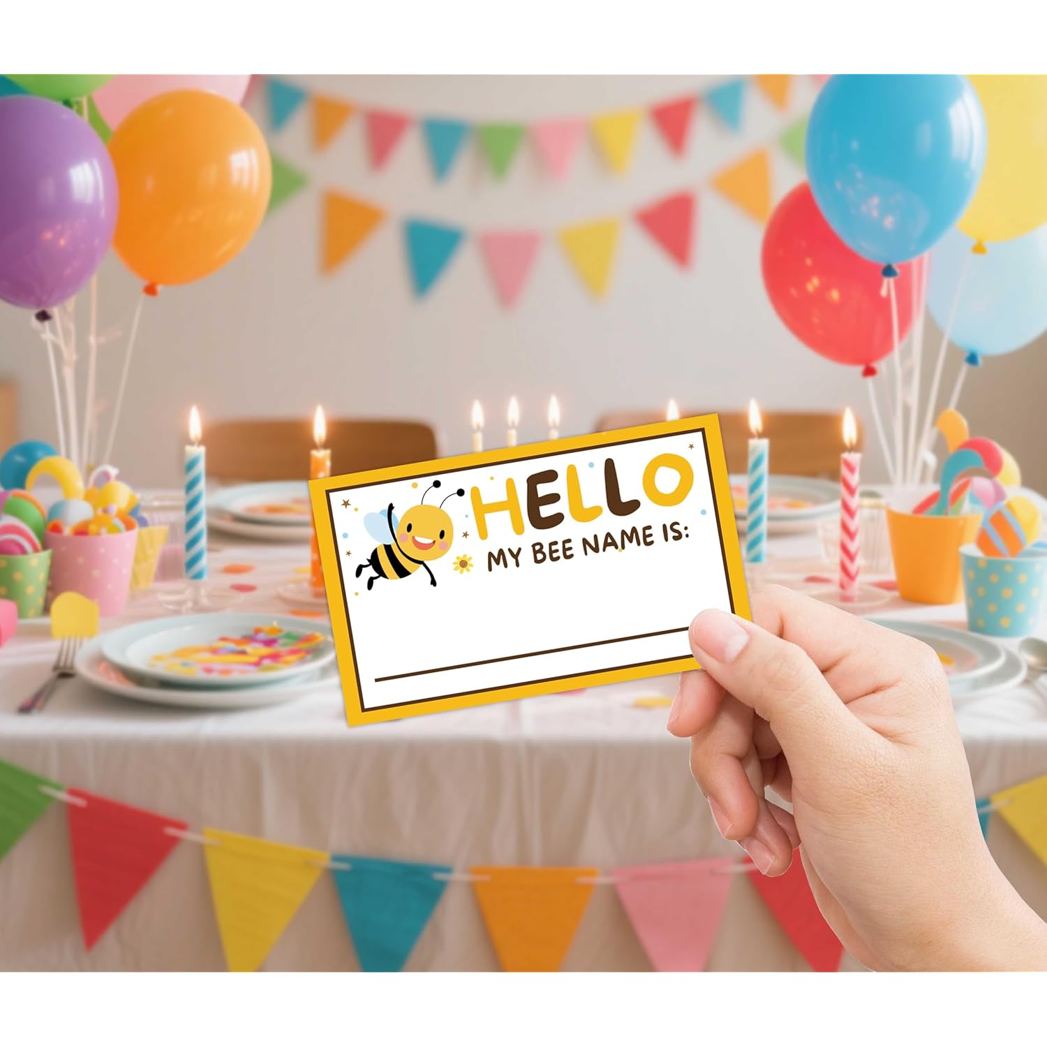 What Is Your Bee Name Game,30 Stickers, Bee Party Decor, Perfect For Birthday Party Activities 6×8 Wooden Play Sign With Stand